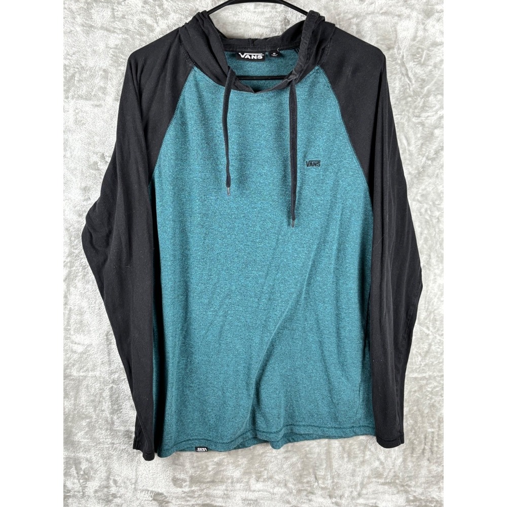 Vans Hooded Long Sleeve Shirt Mens Medium Skatecore Streetwear Y2K Grunge Casual